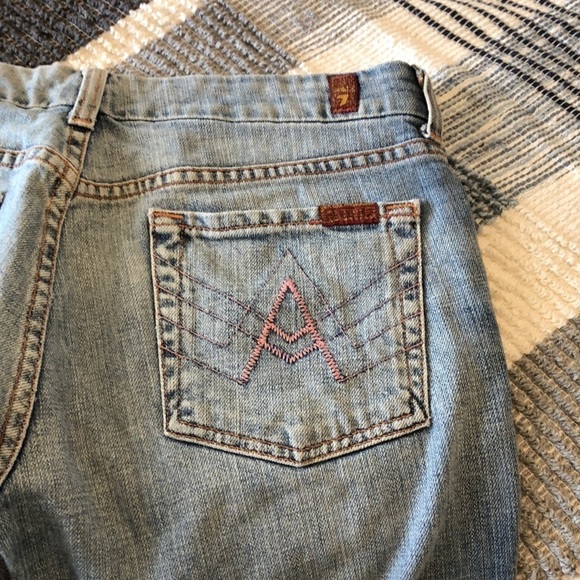 7 For All Mankind Womens Jeans Sz 29 Fit & Flare Cropped Western Mid Rise Casual - Picture 9 of 9